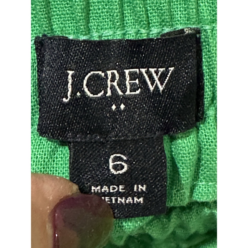 J Crew Pants Womens Size 6 Kelly Green Cotton Linen Pull On‎ Drawstring - Picture 5 of 9